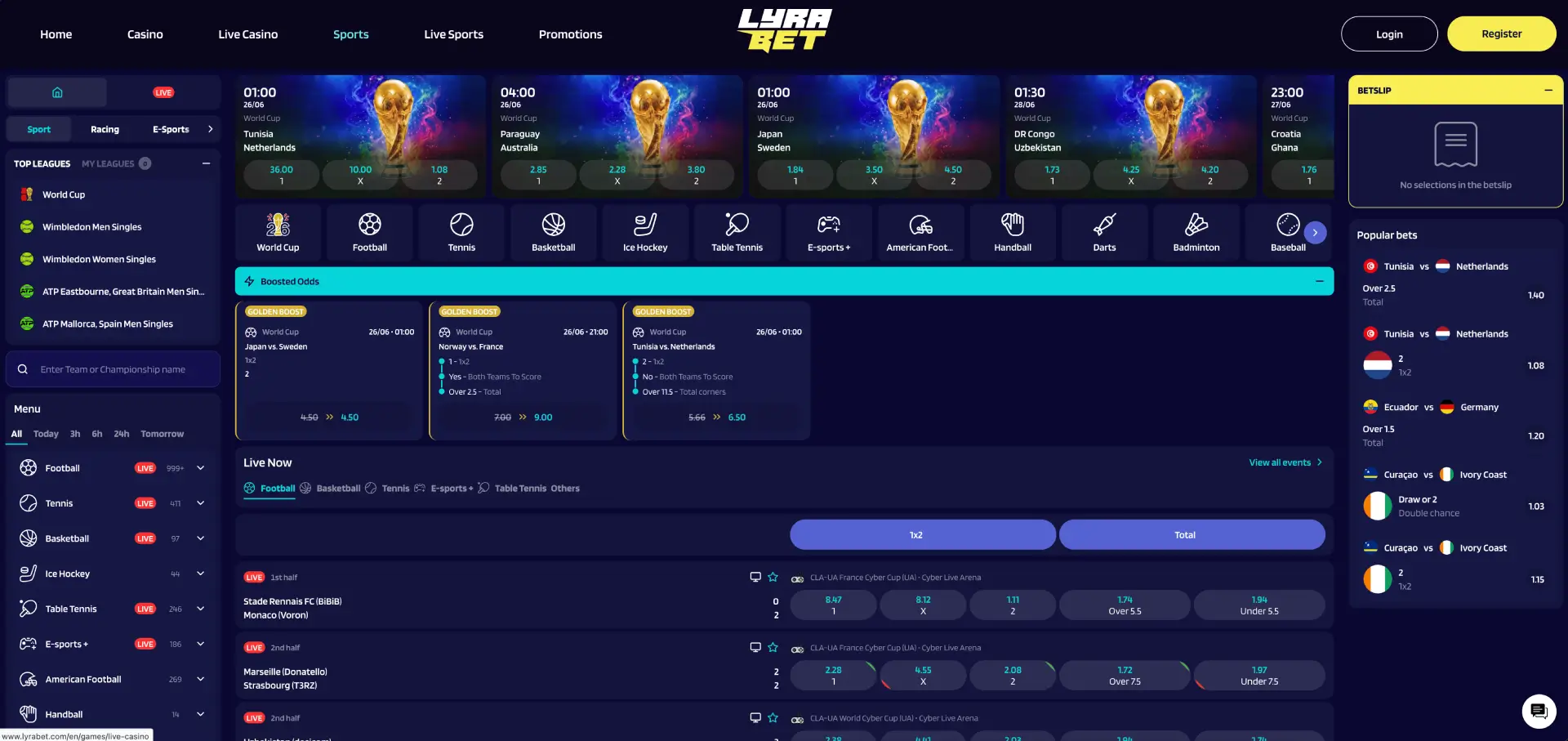 LyraBet live sports en casino navigatie in hetzelfde platform